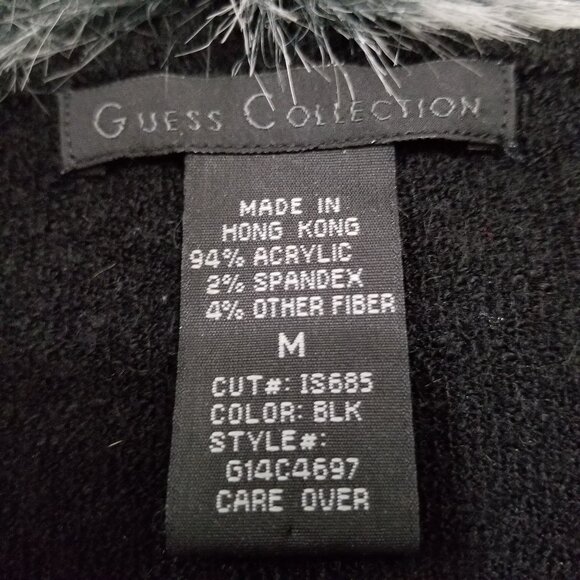 Guess Brand black sweater with removable fur collar, size M - Picture 8 of 8